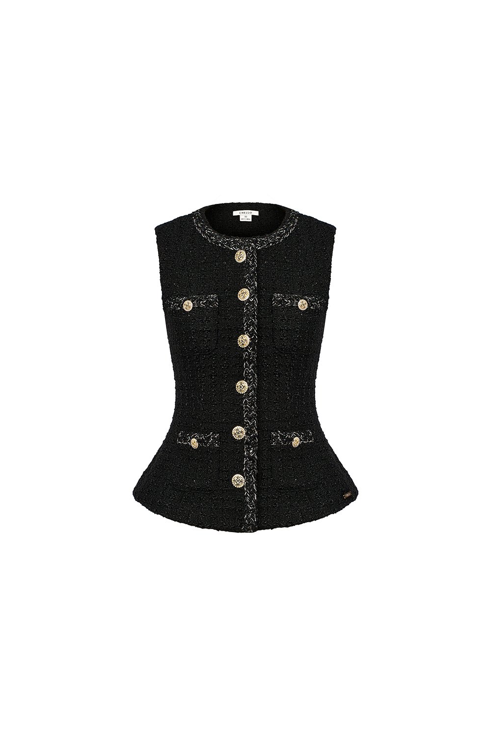 Rhea Tailored Vest Top in Classic Black