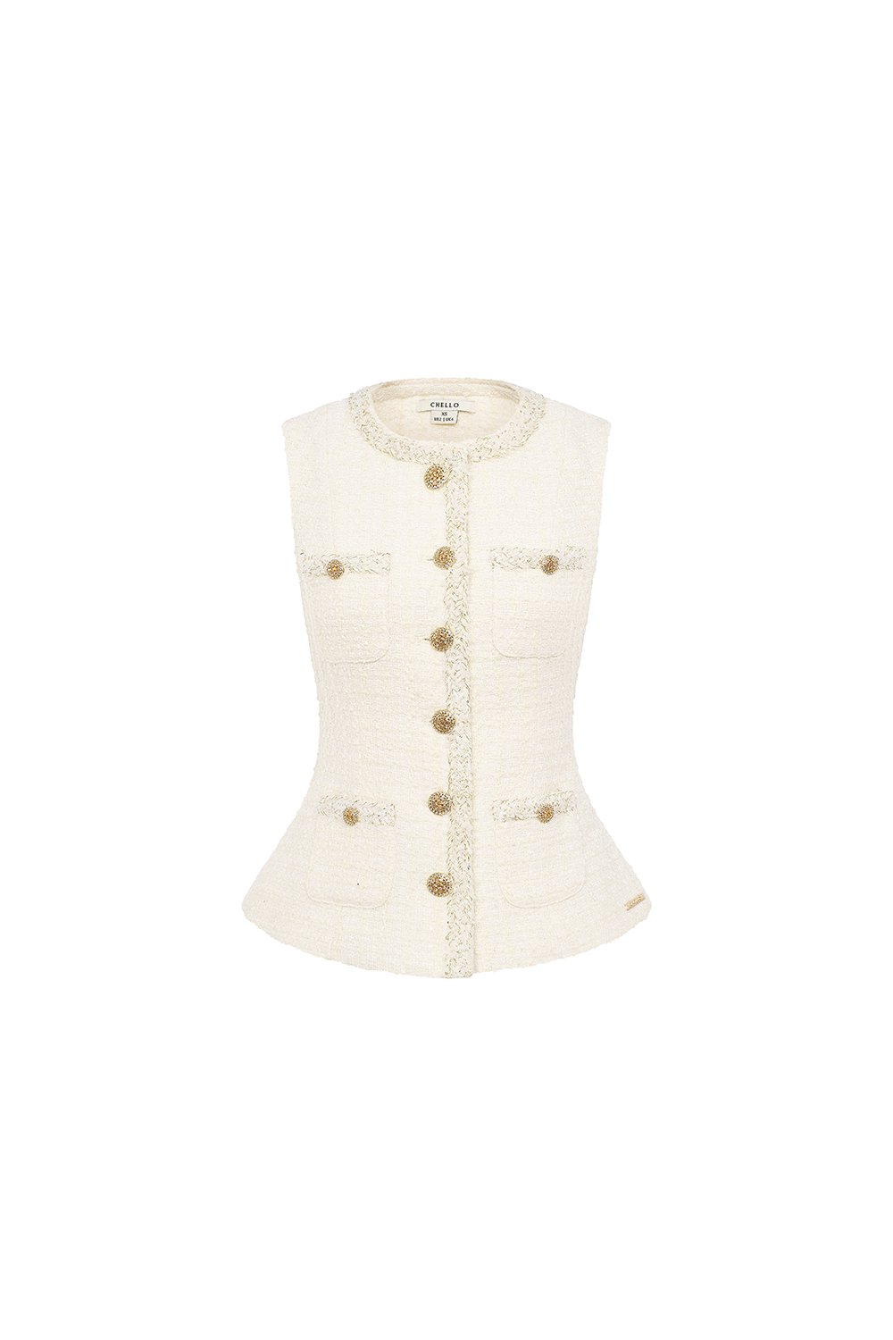 Rhea Tailored Vest Top in Cream