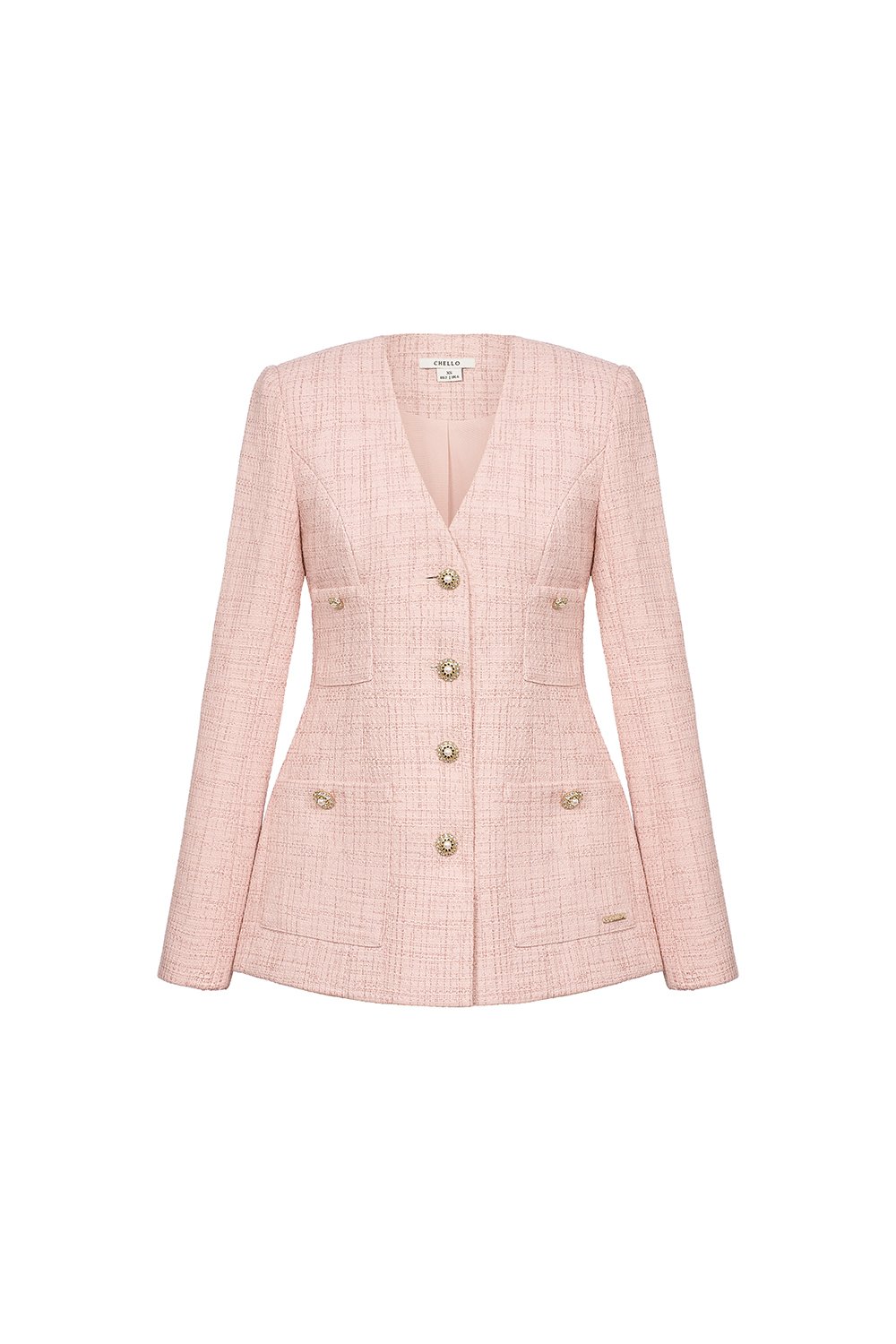 Sloane Tailored Tweed Blazer in Tea Rose