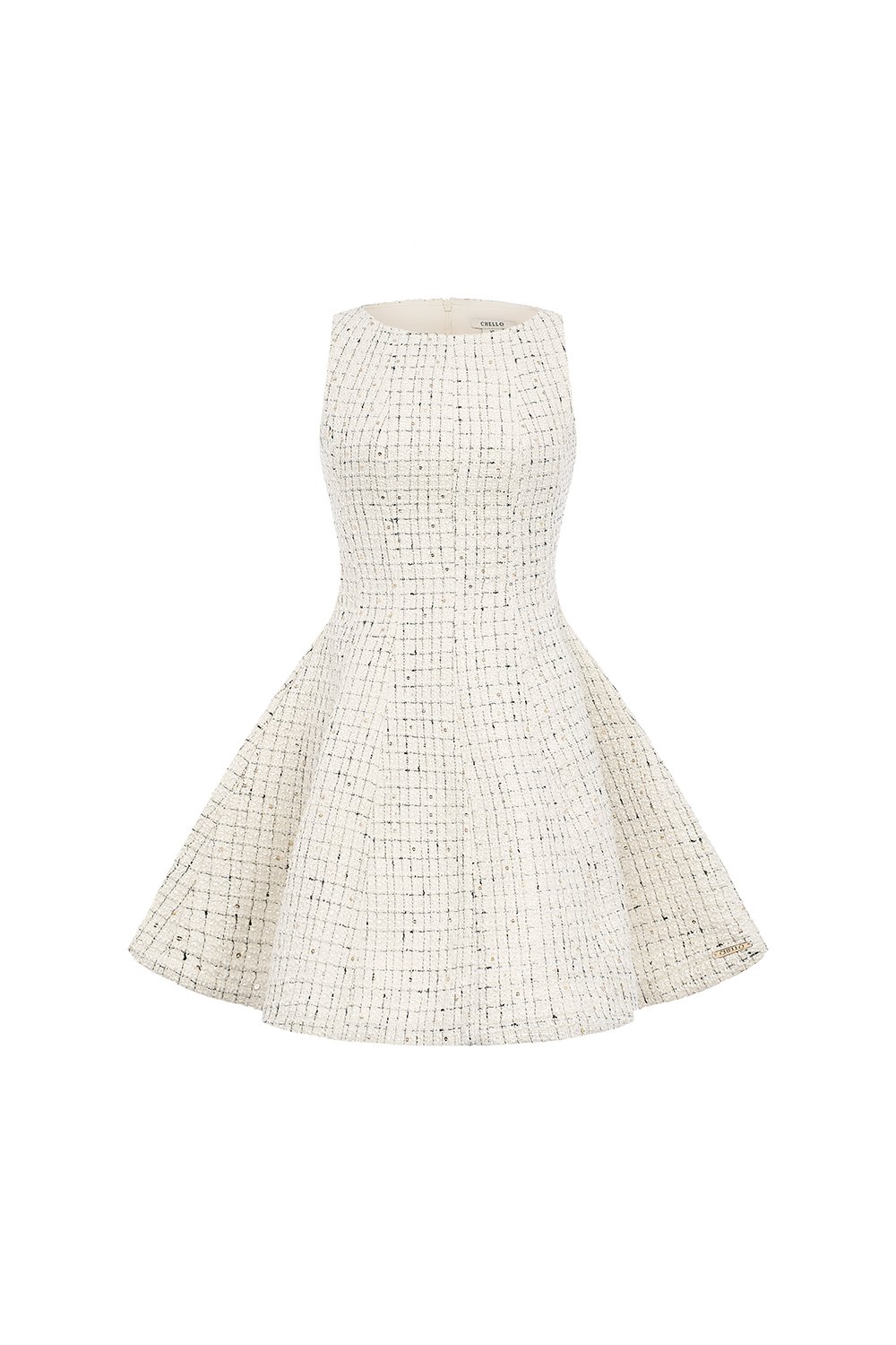 Vera Padded Flare Mini Dress in Cloud Dancer