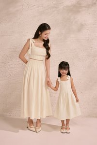 Beth Padded Removable Ribbon Pintuck Crop Top in Buttercream