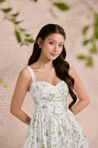 Dream Pleated Bust Soft Corset Mini Dress in Misty Prairie