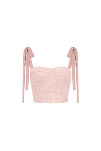 Estelle Tweed Bustier Top with Ribbon Straps in Tea Rose