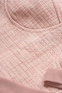 Estelle Tweed Bustier Top with Ribbon Straps in Tea Rose