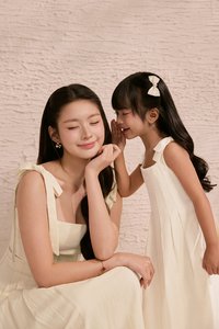 Little Beth Ribbon Straps Pleated Dress in Buttercream