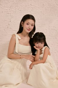 Little Beth Ribbon Straps Pleated Dress in Buttercream