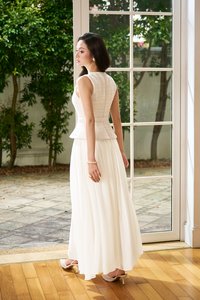 Liz Padded Contrast Maxi Dress in Cream