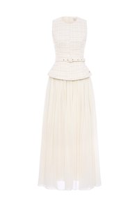 Liz Padded Contrast Maxi Dress in Cream