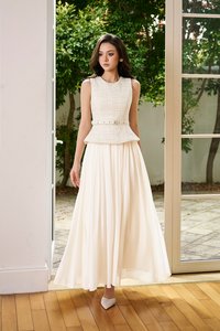 Liz Padded Contrast Maxi Dress in Cream