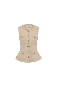 Rhea Tailored Vest Top in Beige