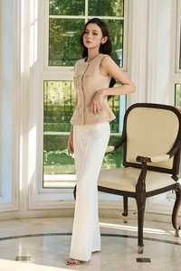 Rhea Tailored Vest Top in Beige