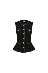 Rhea Tailored Vest Top in Classic Black