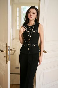 Rhea Tailored Vest Top in Classic Black