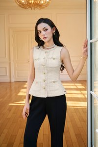 Rhea Tailored Vest Top in Cream