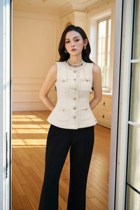 Rhea Tailored Vest Top in Cream