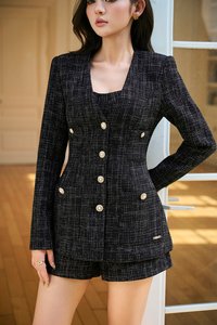 Sloane Tailored Tweed Blazer in Black