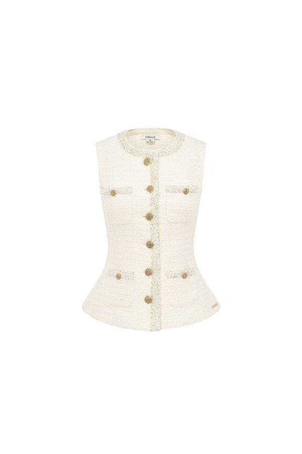 Rhea Tailored Vest Top in Cream