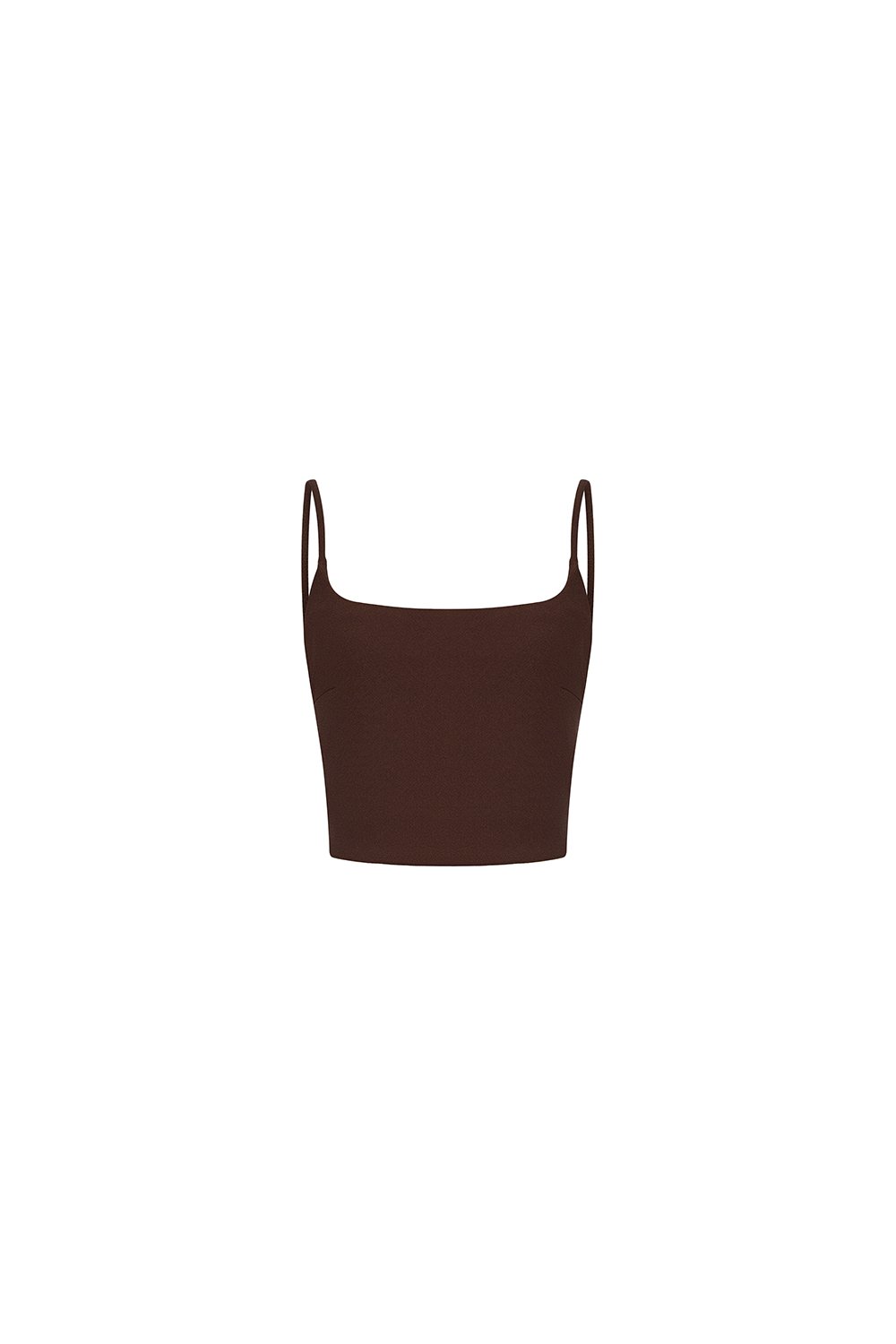 Clea Spaghetti Padded Crop Top in Chocolate