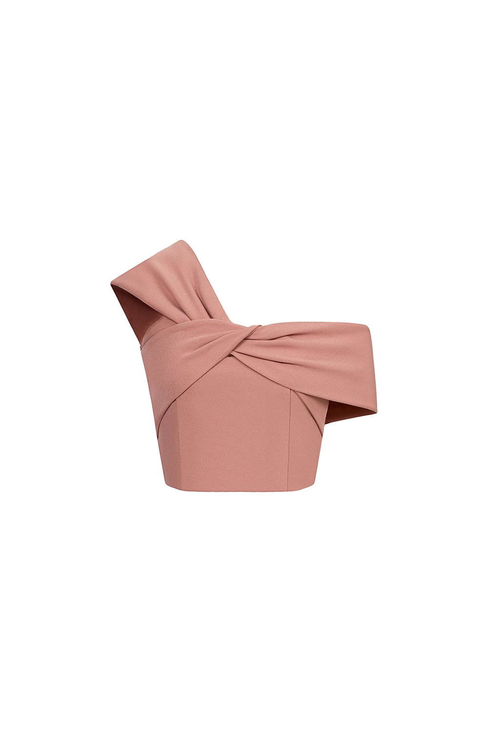 Elaine Padded Asymmetrical Twist Top in Dusty Rose