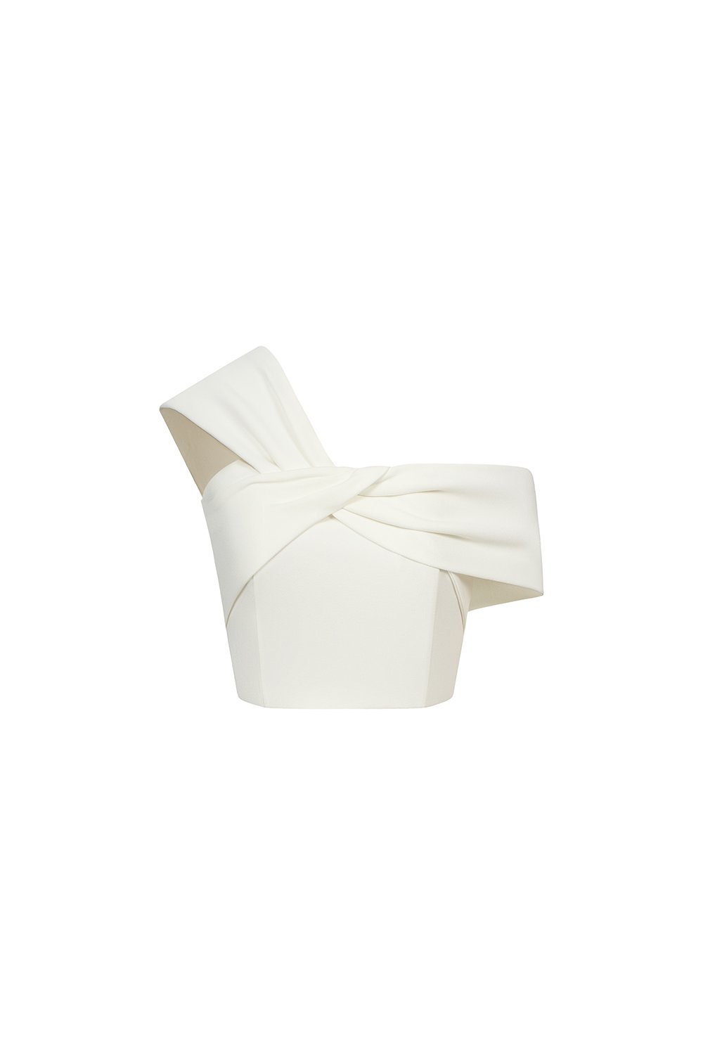 Elaine Padded Asymmetrical Twist Top in Iconic White
