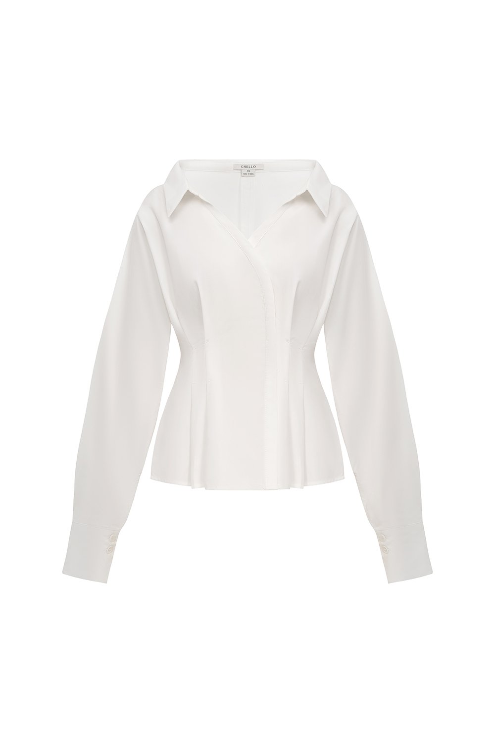 Lylith Crossover Pleated Shirt in Iconic White