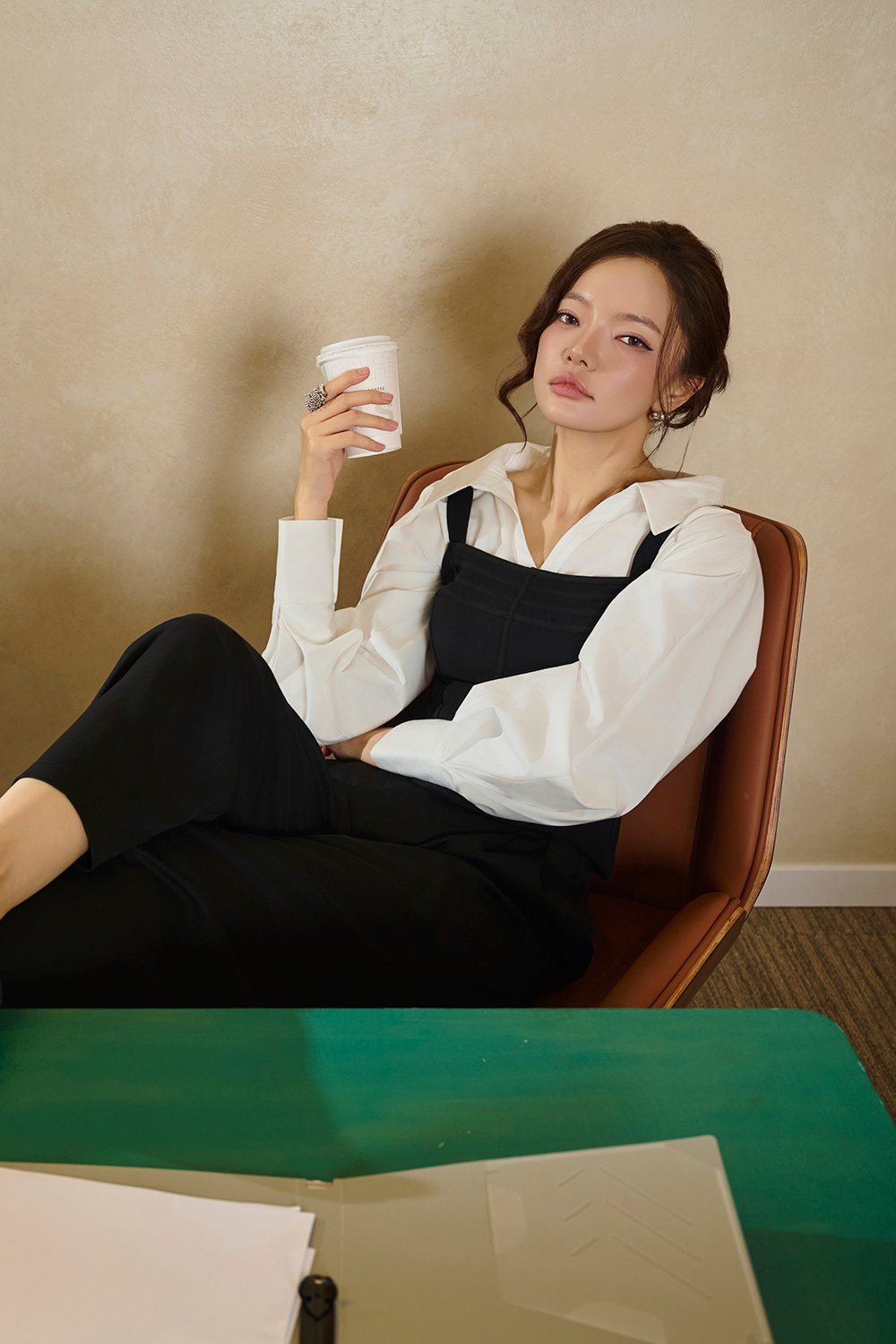 Lylith Crossover Pleated Shirt in Iconic White