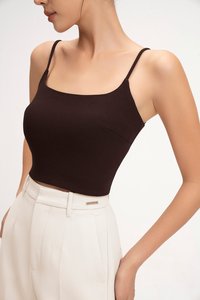 Clea Spaghetti Padded Crop Top in Chocolate