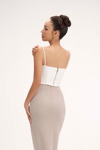 Clea Spaghetti Padded Crop Top in Iconic White