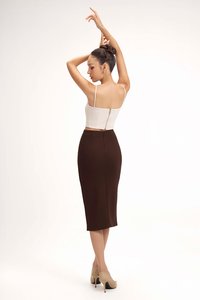 Clea Spaghetti Padded Crop Top in Ivory