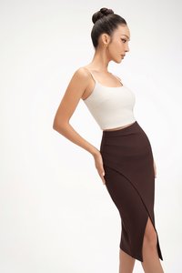 Clea Spaghetti Padded Crop Top in Ivory