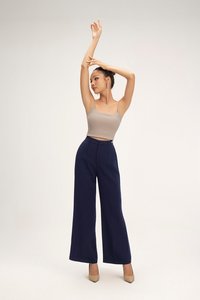 Clea Spaghetti Padded Crop Top in Stone