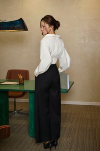 Lylith Crossover Pleated Shirt in Iconic White