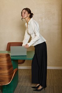 Lylith Crossover Pleated Shirt in Iconic White