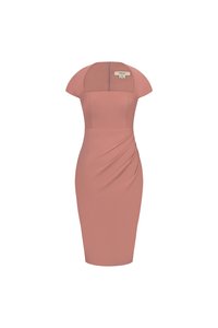 Nessa Padded Cap Sleeves Ruched Dress in Dusty Rose