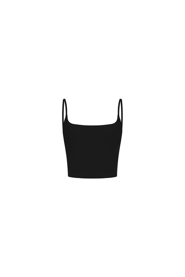 Clea Spaghetti Padded Crop Top in Classic Black