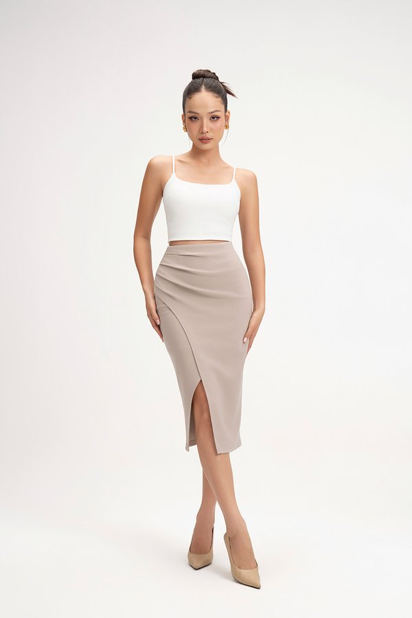 Clea Spaghetti Padded Crop Top in Iconic White