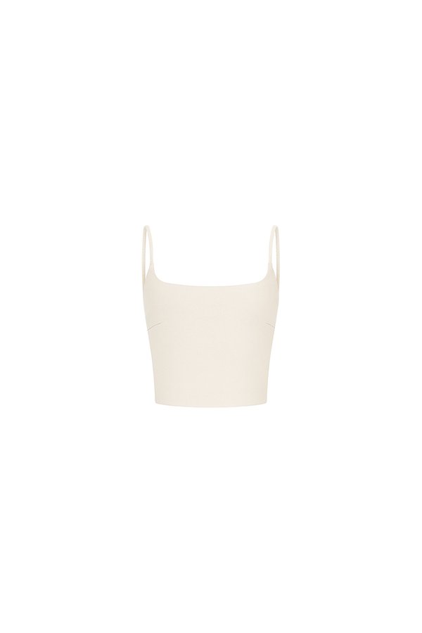 Clea Spaghetti Padded Crop Top in Ivory