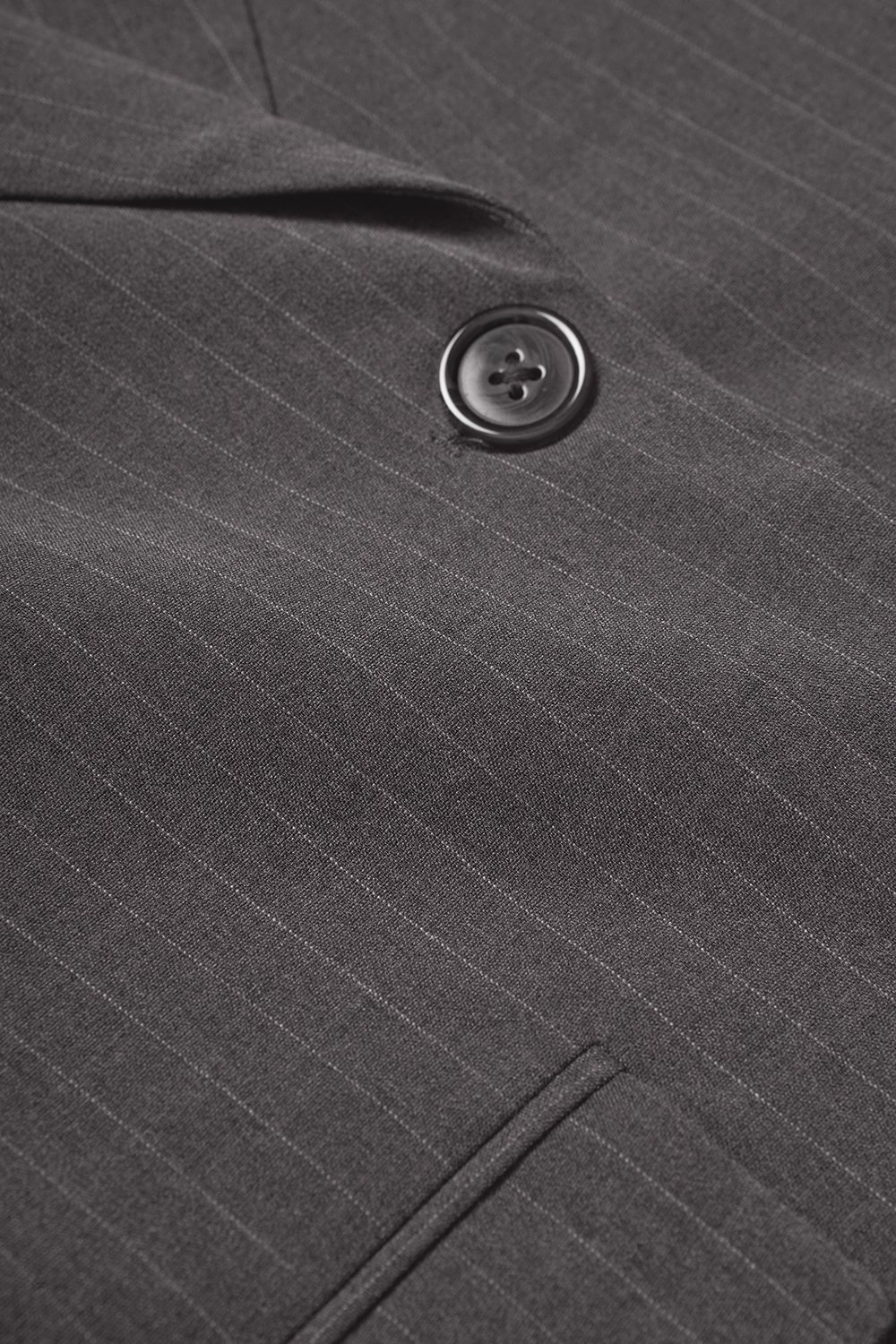 Andrea Oversized Pinstripe Straight Cut Blazer in Grey Pinstripe
