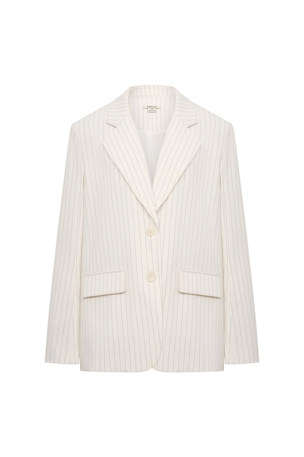 Andrea Oversized Pinstripe Straight Cut Blazer in Iconic White Pinstripe