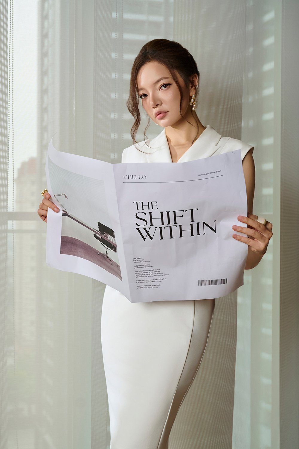 Colleen Tailored Belted Pencil Dress in Iconic White