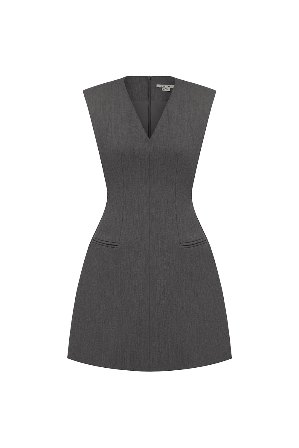 Ellin V-Neck Mini Dress in Bespoke Grey