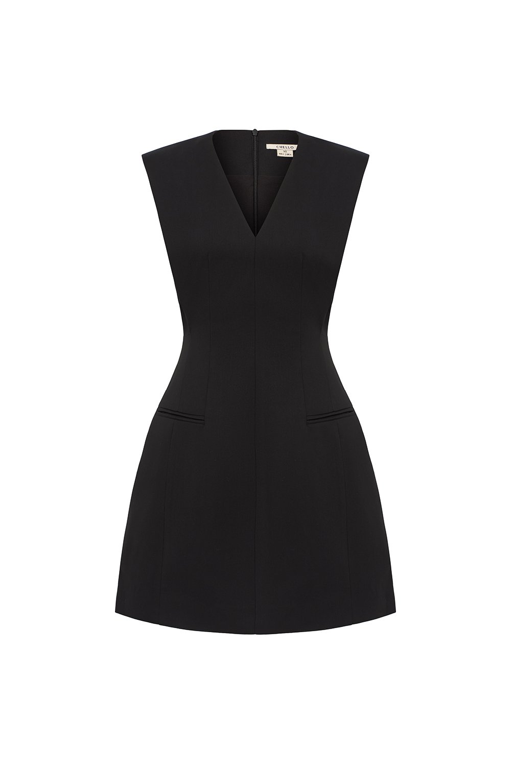 Ellin V-Neck Mini Dress in Classic Black