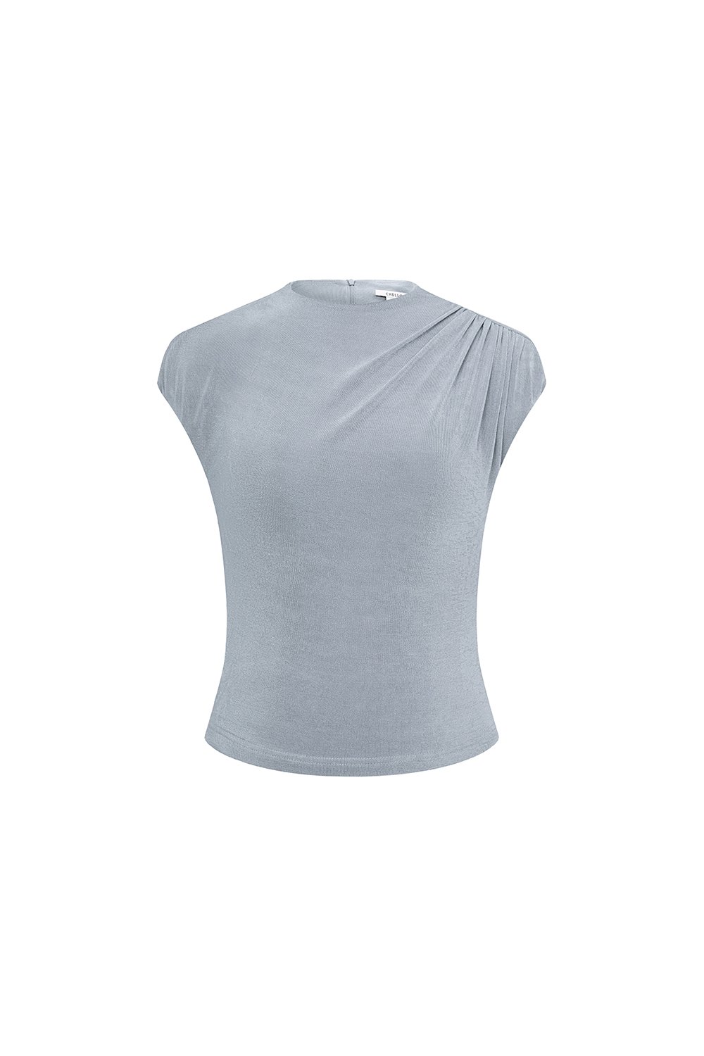 Emory Drape Cap Sleeves Top in Pale Bluish Grey