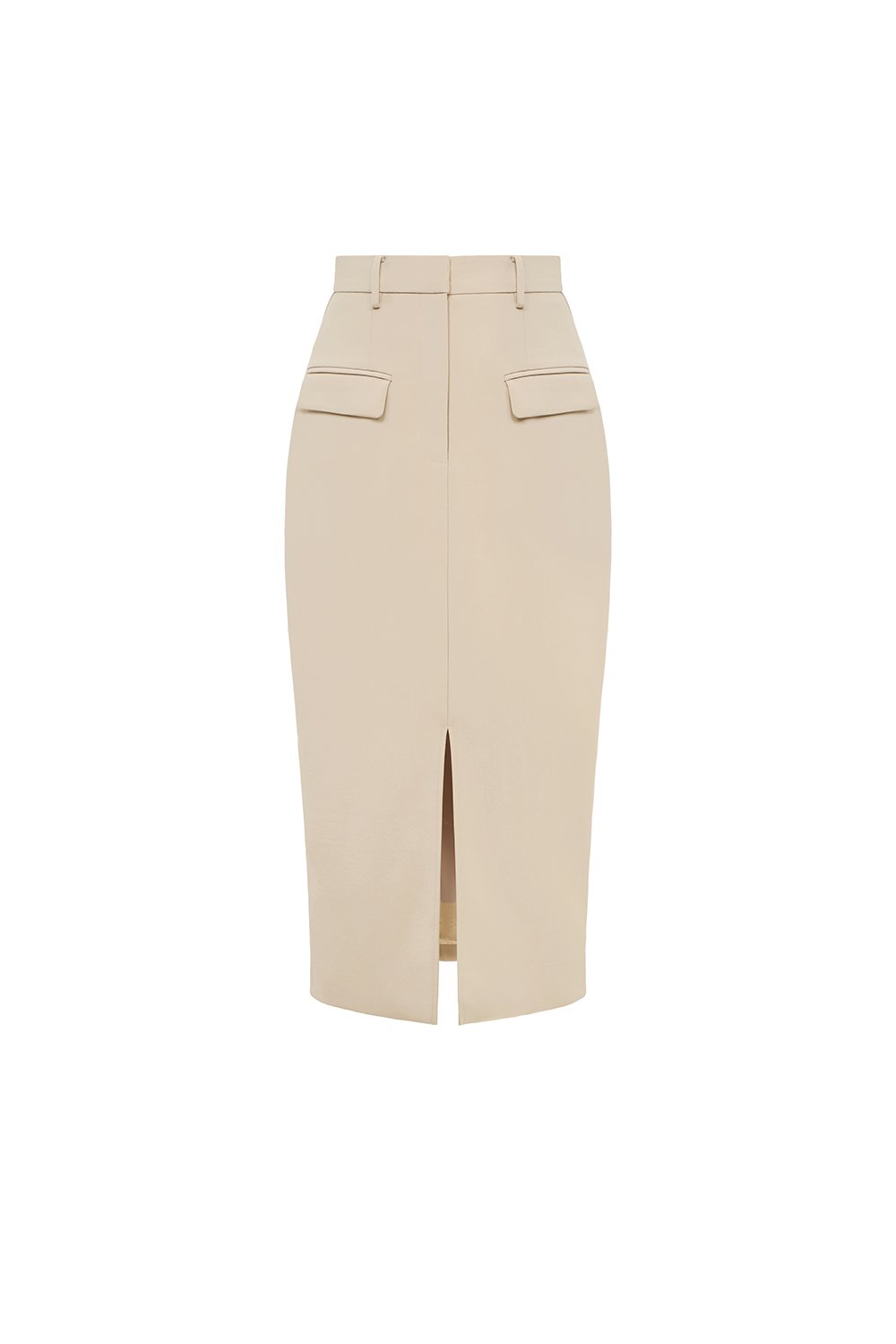 Gertrude High Waist Midi Skirt in Greige