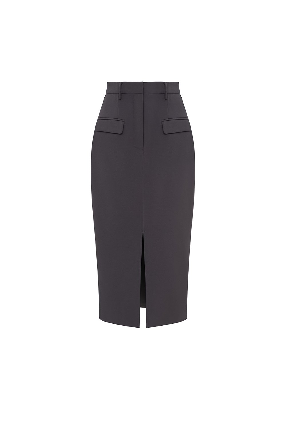 Gertrude High Waist Midi Skirt in Steel Grey