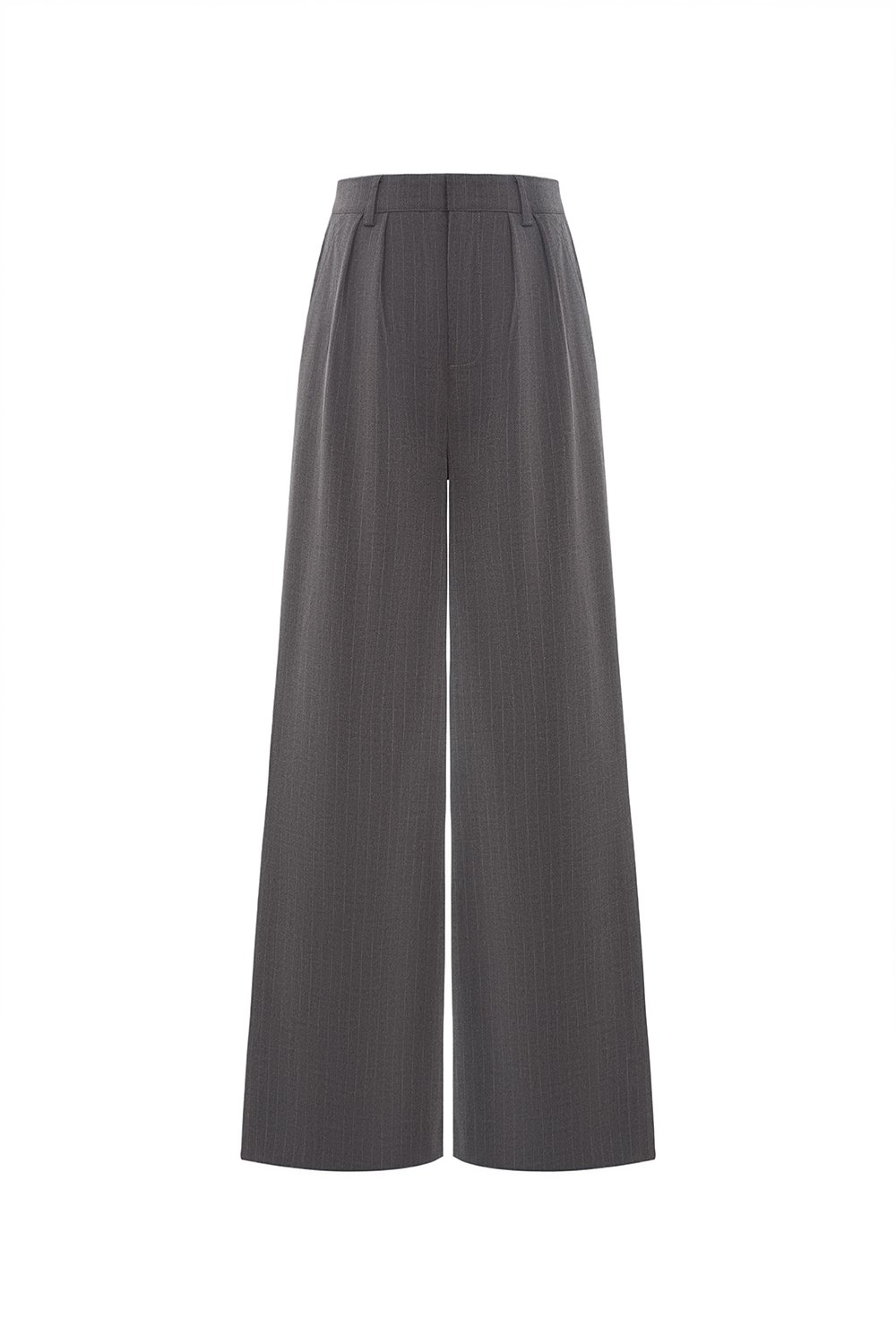 Jodin High Waist Pinstripe Pleated Wide Pants in Grey Pinstripe
