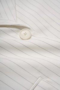 Andrea Oversized Pinstripe Straight Cut Blazer in Iconic White Pinstripe