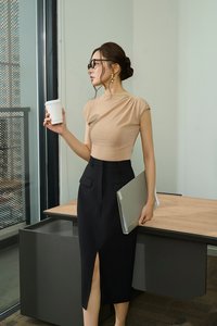 Emory Drape Cap Sleeves Top in Nude Glow