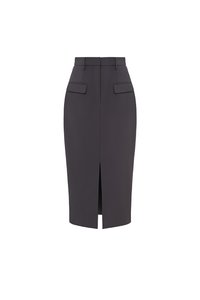 Gertrude High Waist Midi Skirt in Steel Grey