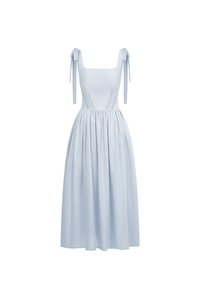 Helia Padded Ribbon Straps Midi Dress in Cloud Blue